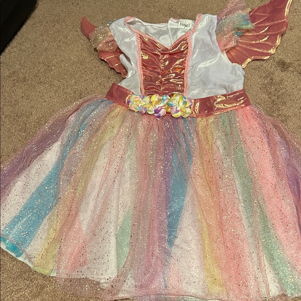 unicorn costume Halloween party girl dress horn size medium